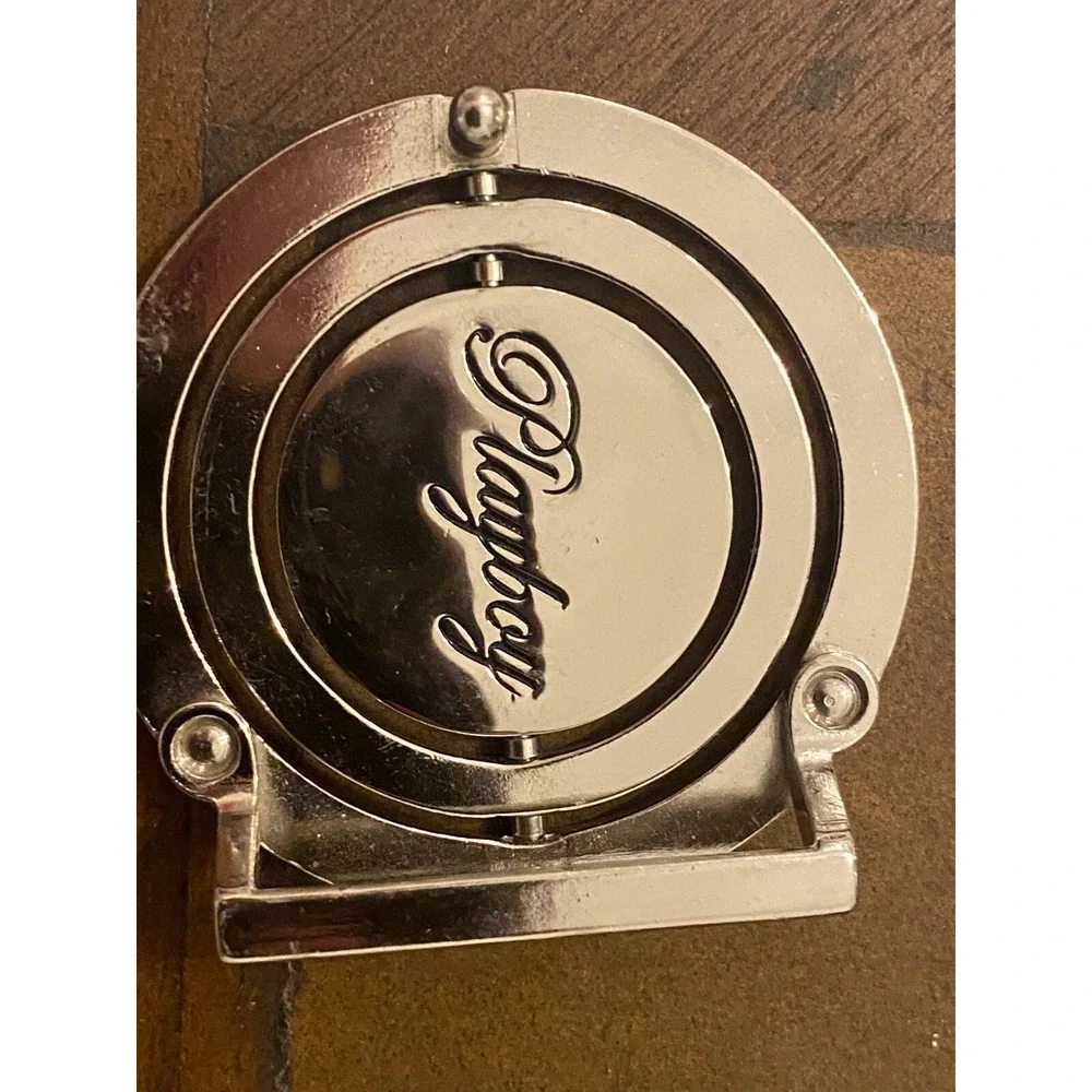 Playboy Spinning Belt Buckle Rhinestone‎ Rare Silver Tone